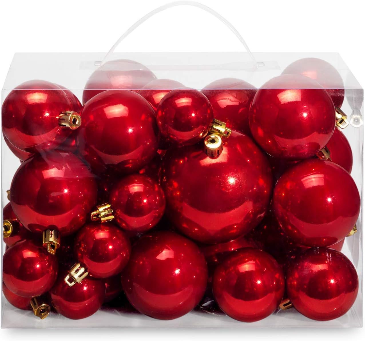 Ornaments - AMS 40ct Christmas Ball Plated Ornaments Tree Collection for Holiday Wedding Party Decoration(40ct Pearl, Red)