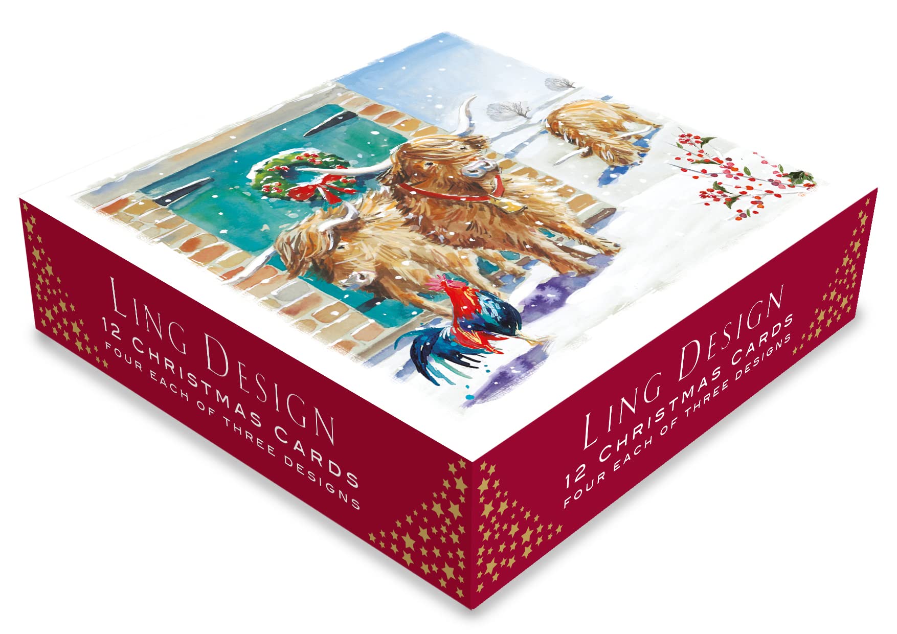 Box of 12 Festive Farm Yard Assorted Christmas Cards In 3 Designs Boxed Xmas XBR812