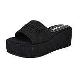 Guess Women's BINTAI Sandal, Black Logo 001, 8.5
