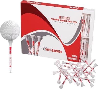 BENSIVE Golf Tees Bamboo 70mm 100Pcs Height Markers Curved Top White
