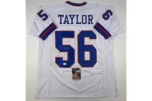 HOFSM.COM HALL OF FAME SPORTS MEMORABILIA Autographed/Signed Lawrence Taylor New York White Football Jersey JSA COA