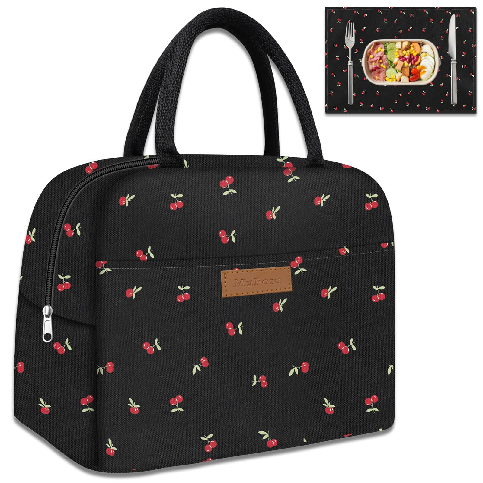 Photo 1 of MuForu Cute Lunch Bag Women with Placemats, Insulated Lunch Box for Women, Placemats Keep Clean and Hygienic Durable Leakproof Thermal Bag High Capacity for Travel Picnic Insulated Lunch Bag