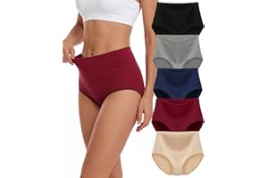ALVEIATSS Cotton Underwear for Women High Waisted Full Coverage Briefs Soft Breathable Womens Cotton Panties (5 Pack)