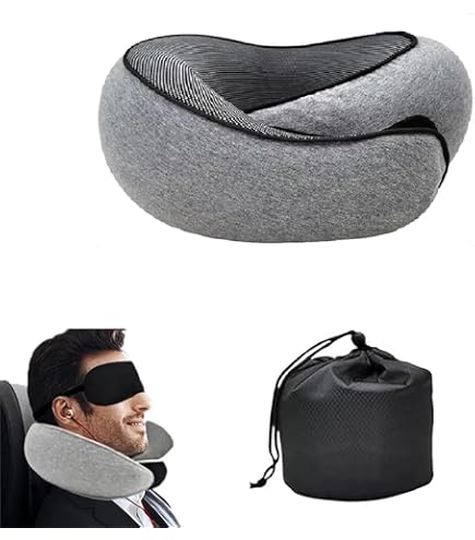 Oreiller De Voyage Mousse à Mémoire De Forme – Gris Clair – Confortable Pour Avion