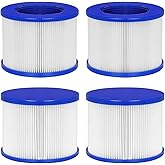 vkolim Hot Tub Replacement Filter Cartridges - Compatible with All RELXTIME, ALEKO, Wejoy, Aquaspa Hot Tub More - Screw-in Spa Filters for Inflatable Hot Tubs & Massage Pools (4 Pack)