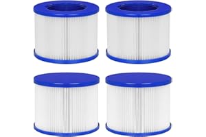 VKOLIM Hot Tub Replacement Filter Cartridges - Compatible with All RELXTIME, ALEKO, Wejoy, Aquaspa Hot Tub More - Screw-in Spa Filters for Inflatable Hot Tubs & Massage Pools (4 Pack)