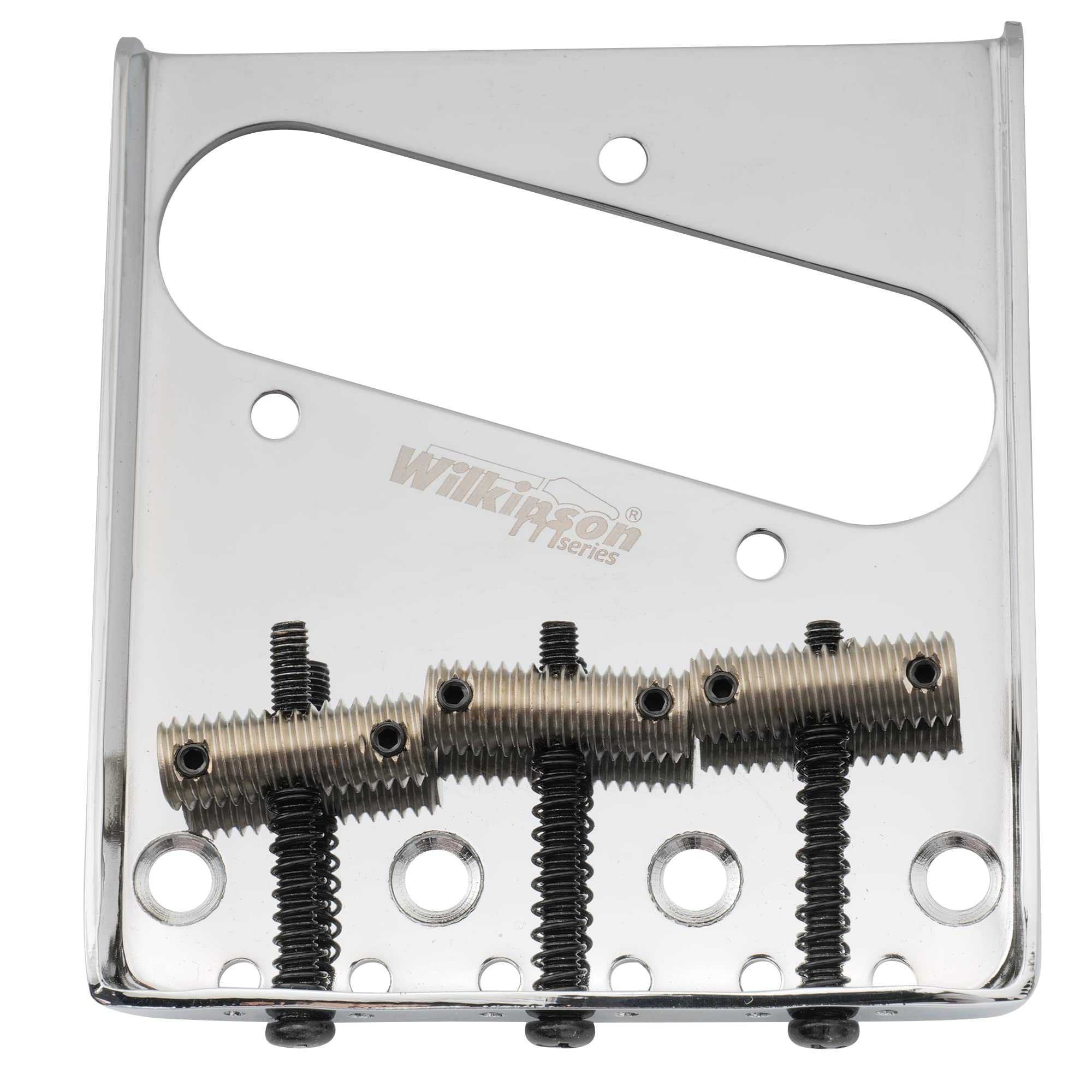 Wilkinson WOT01T 54mm Telecaster Bridge Threaded 3-Saddles for Tele TL Style Electric Guitar, Chrome