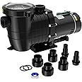 Oswerpon Pool Pump Above Ground/Inground, 1.5 HP 6600GPH Powerful Selfpriming Pool Pumps for 15,000-31,000 Gallons Pools, Dual Voltage Swimming Pool Pump with Strainer Basket & Drain Plug