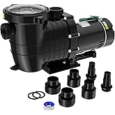 Oswerpon 1.5HP Above/In Ground Pool Pump, 115V/230V 6600GPH Self Priming | High Flow Energy Efficient Pure Copper Motor, 1.5", 2", and 1.25"-1.5" Connectors, Strainer Basket &amp; Drain Plug, Dual Voltage