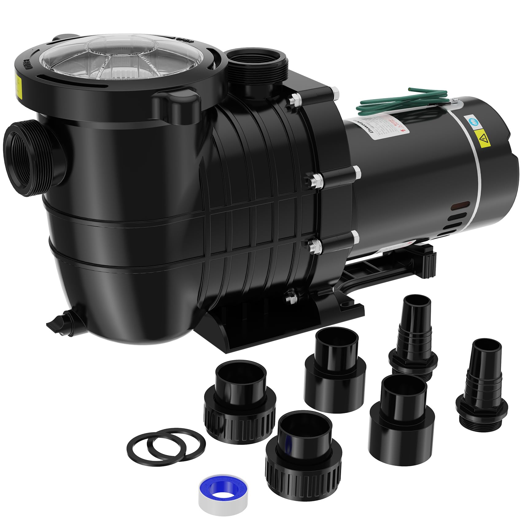 Photo 1 of ***FOR PARTS ONLY/NON-FUNCTIONAL**** Oswerpon Pool Pump Above Ground/Inground, 2 HP 6900GPH Powerful Selfpriming Pool Pumps for 15,000-31,000 Gallons Pools, Dual Voltage Swimming Pool Pump with Strainer Basket & Drain Plug (2.0HP)