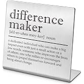 Difference Maker Appreciation Gift for Coworker, Boss, Leader, Mentor | Thank you desk sign for teacher, manager, coach or employee; retirement, farewell, promotion and workplace recognition gift