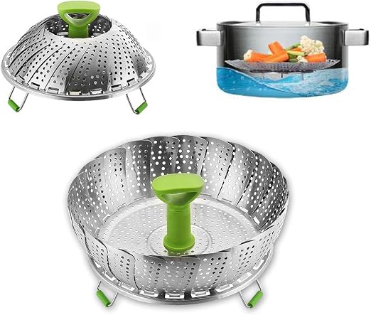 Panier Vapeur En Inox 21 Cm - Pour Cuisson Vapeur, Lavage Légumes - Compatible Avec Casseroles Et Poêles