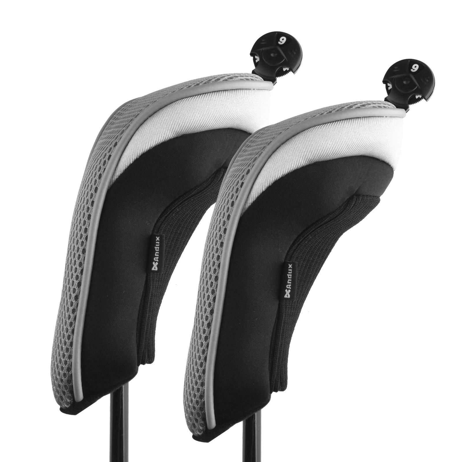 Andux Mesh Golf Hybrid Club Head Covers Short Neck with Dial NO. Tags Grey, 2pcs