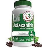 Health Thru Nutrition Astaxanthin Triple Strength 12mg Supplement 30 Softgels | AstaZine from Algae Organically Grown in Pristine Himalayan Water | Skin and Vision Support
