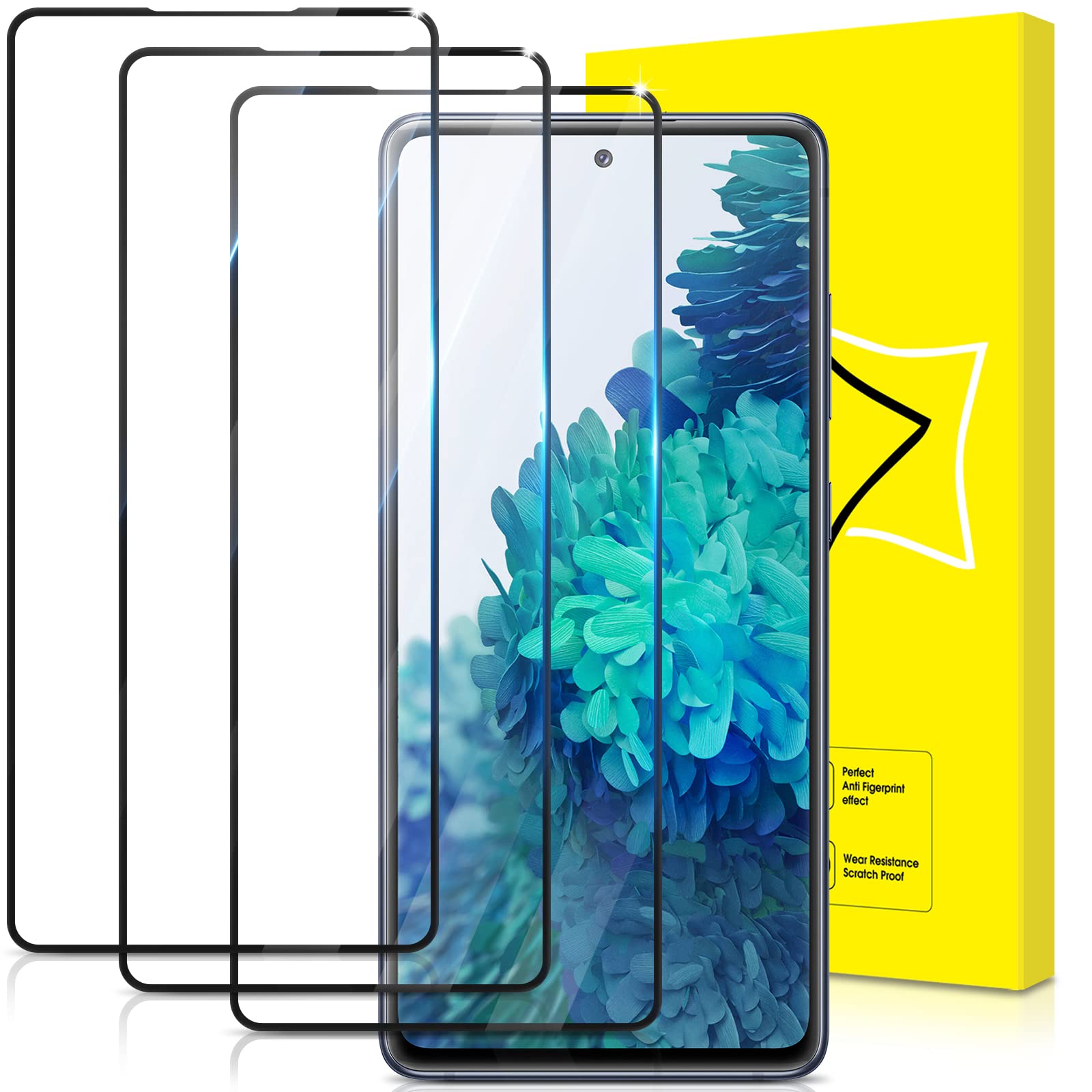 GiiYoon-3 PACK Screen Protector for Samsung Galaxy S20 FE/Galaxy A51 Tempered Glass [HD Full Coverage] [Easy Installation] [Round Edge] [Scratch Resistant] [9H Hardness] Protective Film