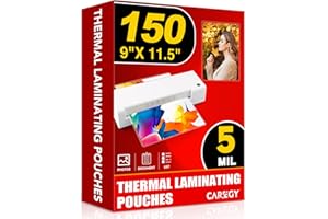 CAREGY Thermal Laminating Pouches,150 Pack Laminating Sheets, 5 Mil, 9 x 11.5 Inches Lamination Sheet Paper for Laminator, Round Corner Letter Size, Office and School Supplies