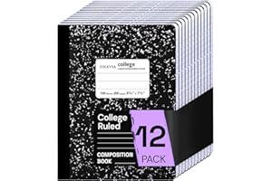 ONAVIA Composition Notebook College Ruled 12 Pack, 200 Pages (100 Sheets), 9-3/4 x 7-1/2, Black Marble Composition Books Bulk, Notebooks for School, Work, Office, Durable Comp Book, School Supplies