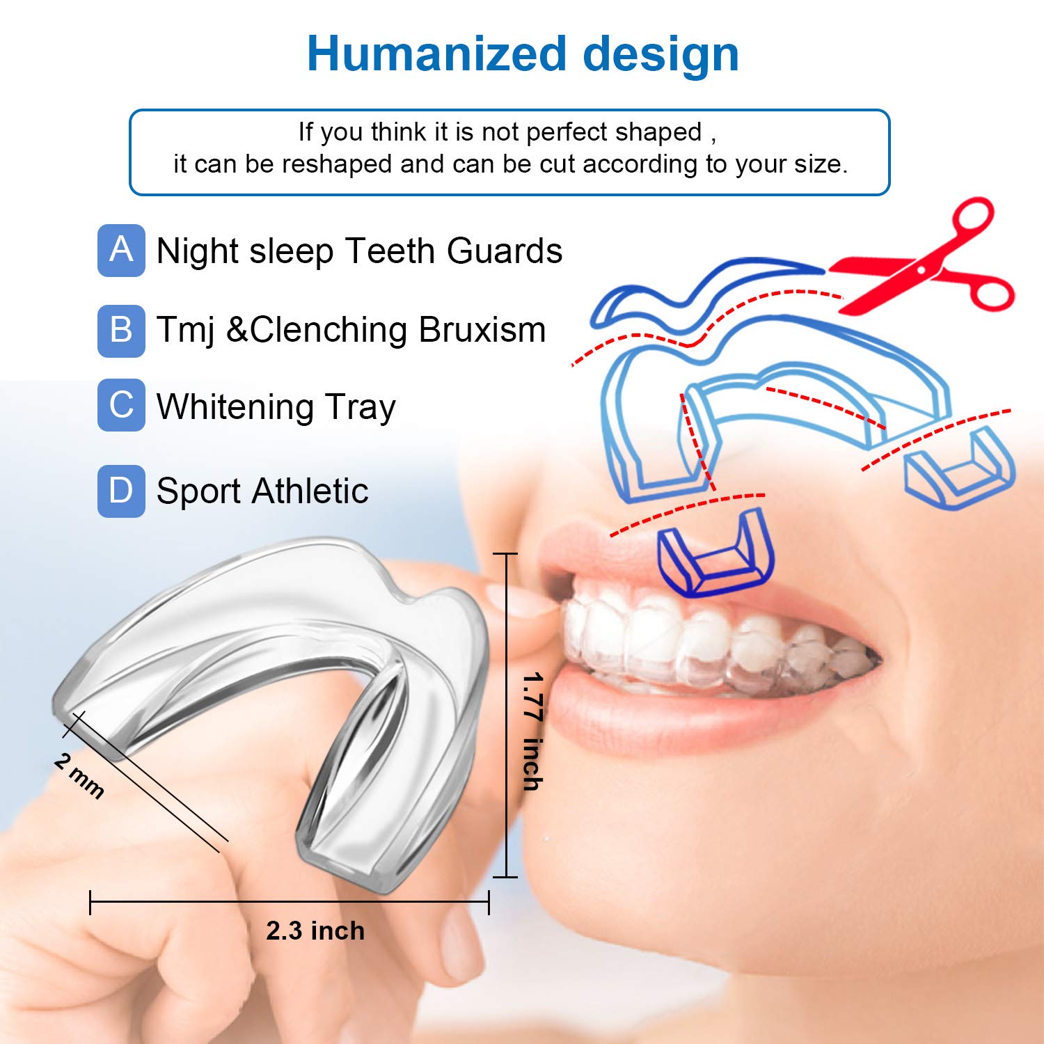 Kids Mouth Guard for Grinding Teeth, Pack of 6 Night Guard for Teeth Whitening Trays Clenching Bruxism Mouthguard, Moldable Sleep Bite Guard for Child and Women with Small Mouth : Beauty