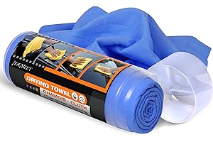 Idemeet Premium Absorbent Car Drying Chamois Cloth Shammy Towel, 26''x17'' Large, Reusable for Vehicle, Bathroom, Dust Remove, No Spots/Streak/Scratch, Blue