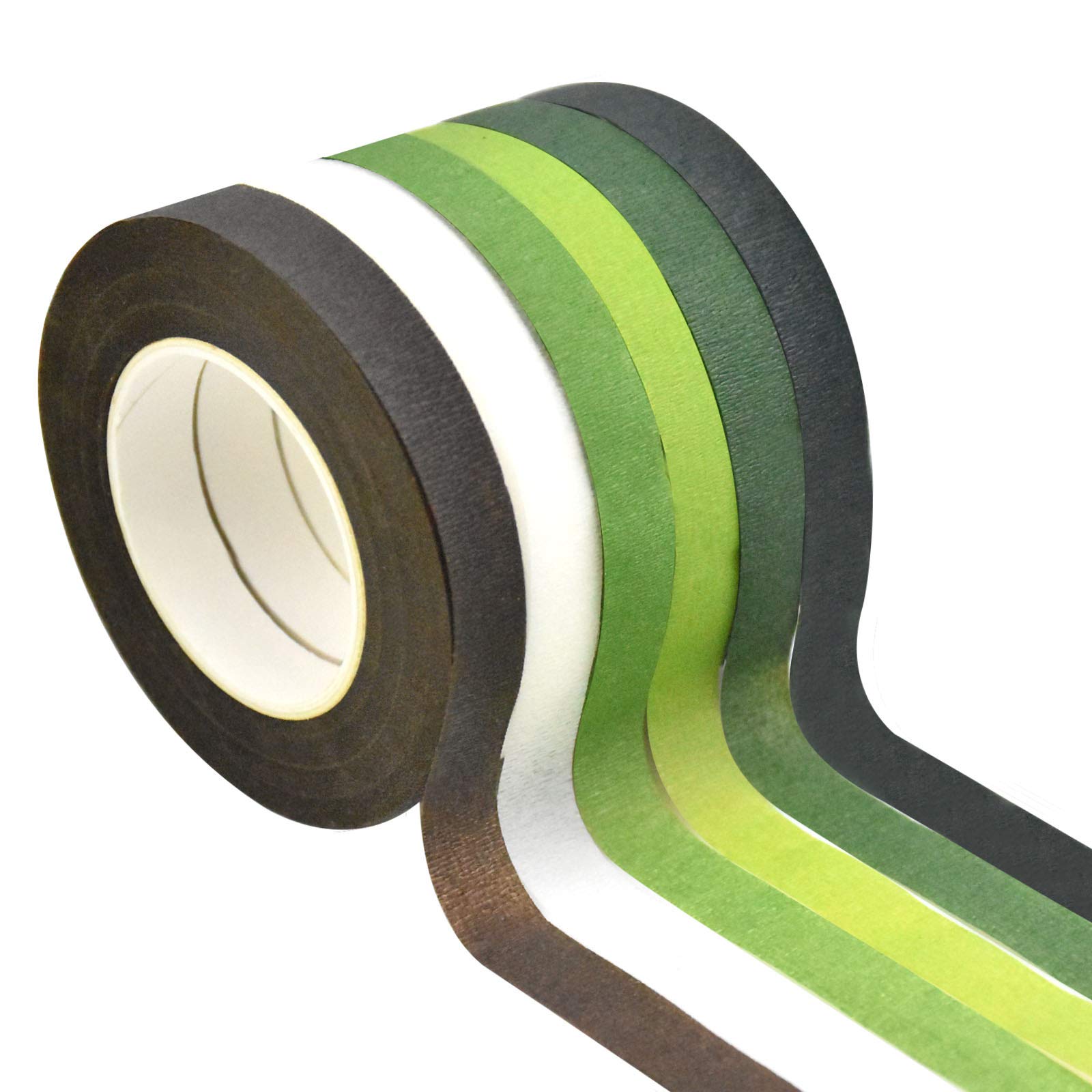 Fangehong 6Pcs Floral Tape, Green Florist Stem Wrap Tape, Self-adhesive Bouquet Tape, Flower Tape, Floral Arrangement Accessories for Bouquet Flowers Wrapping Crafts Making, 30 Yard/Roll (Multicolor)