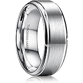 Jstyle Tungsten Wedding Rings for Men Women 8MM Mens Wedding Band Black/Silver/Gold Mens Rings, Matte Surface Polished Edge Engagement Promise Men Ring Jewelry Comfort Fit 6-14