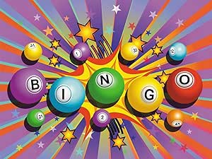 Amazon.com: Bingo Backdrop for Party Colorful Balls Word ...