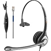 Wantek Phone Headset with Microphone Noise Cancelling &amp; Mute Switch | RJ9 Telephone Headsets Compatible with Office Landline Phones CISC 6851 6945 7841 7861 7942 7945 7961 7962 7965 8811