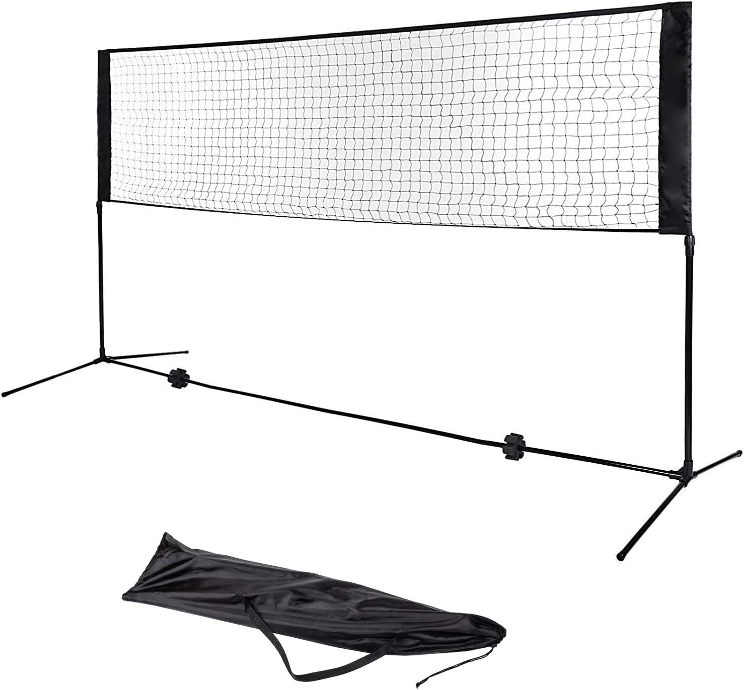 AJO Adjustable Foldable Portable Recreational Volleyball Badminton Tennis Net Set - Easy Setup Nylon Sports Net with Poles,for Indoor or Outdoor Court,Beach,Backyard