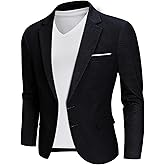MrSure Men’s 2 Buttons Linen Blazer, Casual Sport Coat, Solid Lightweight Suit Jacket for Daily