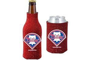 KOLDER MLB Baseball Team Logo Womens Glitter Bottle & Can Cooler Set 12oz Neoprene Beverage Drink Holder Sleeve
