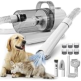Tuanchuanrp Dog Grooming Kit, Pet Grooming Vacuum & Dog Clippers, 6 in 1 Pet Grooming Vacuum with 5 Professional Grooming Shedding Tools for Dogs Cats