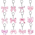 YYMYMGJ Pink Bow Party Favors 12 PCS Pink Bow Acrylic KeyChains for Coquette Bow Birthday Party Decorations Supplies Gifts for Kids Girls Classroom Prizes