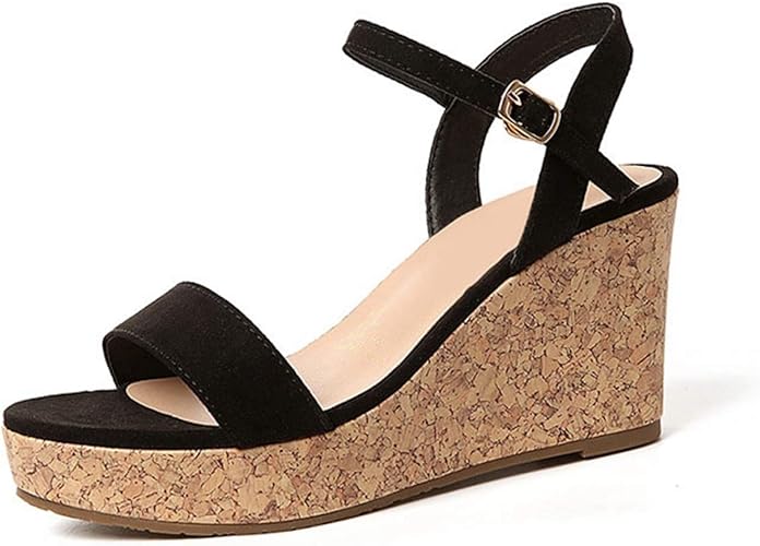 Amazon Kyuneky12 5cm 21cm 小さいサイズ サンダル レディース 美脚 ウェッジソール ヒール 厚底 ゴムストラップ 8 5cmヒール ウェッジソール 痛くない 歩きやすい プール 大きいサイズ 甲ストラップ 履きやすい Kyuneky12 ファッションサンダル