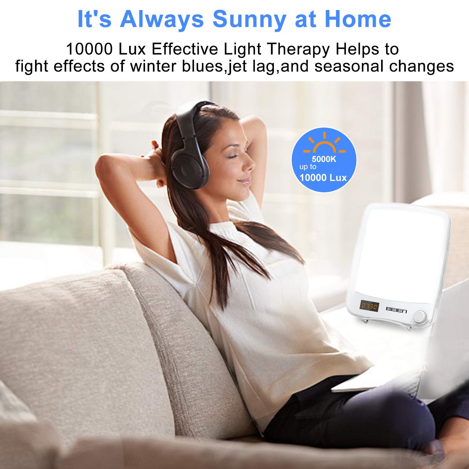 Light Therapy Lamp,BEIEN Sunrise Alarm Clock Wake Up Light with UVFree