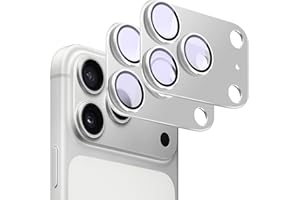 YIMGEAR 2 Pack Camera Lens Protector for iPhone 17 Pro Max[ Drop Protection ] AR Tempered Glass Strong Adsorption Metal Camera Cover Screen | Silvery Finish