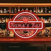 Custom Bar Neon Sign for Bar Room Man Cave Personalized Bar Signs LED Neon Lights for Men Dad Gifts Dimmable Customized Brewery Beer Light Up Signs for Pub Bistro Business Wall Decor