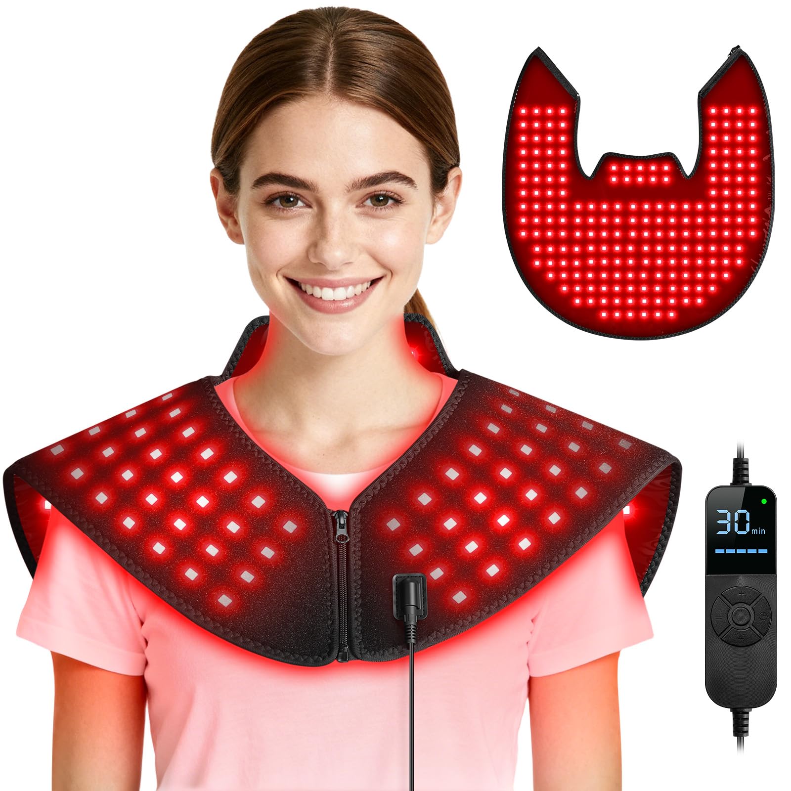 Photo 1 of Viconor Red Light Therapy for Body, Infrared Light Therapy for Neck and Shoulder at Indoor, Neck Massager, Pain Relief, 194 LEDs, 660nm & 850nm, 30W High Power