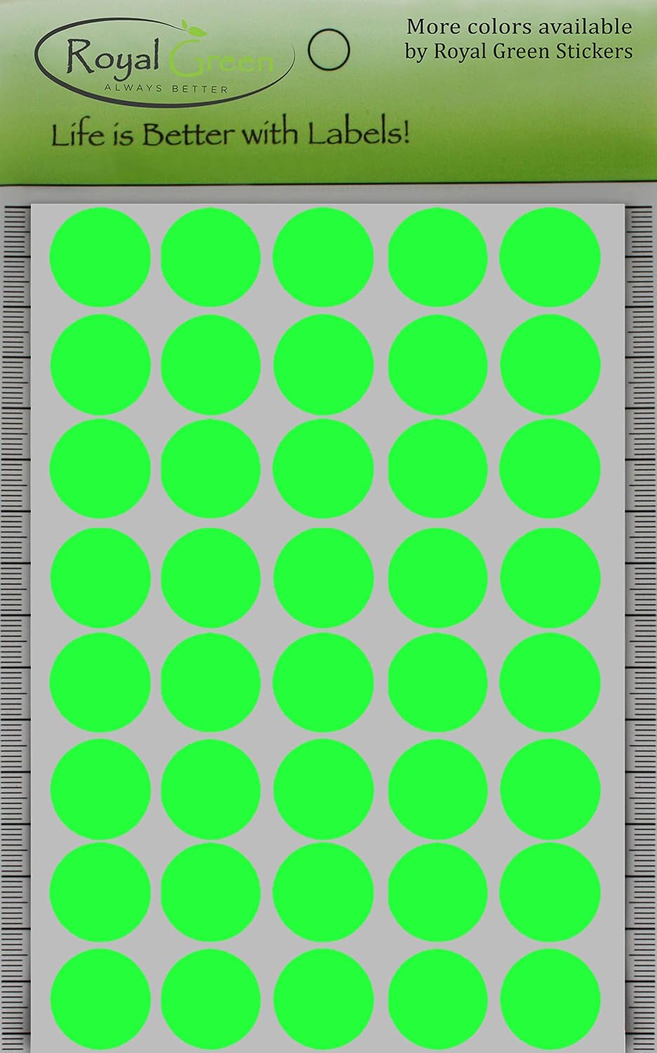 Royal Green Round Stickers Color Dots Labels 19mm (2cm) 3/4 Inch - Neon Green - 600 Pack - Image 5