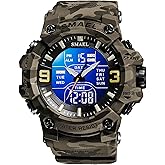 Men's Analog Digital Outdoor Sports Watches Military Tactics Multi Function Watch LED Electronic Large Dual Display Watch Army Luminous Waterproof Wrsitwatch