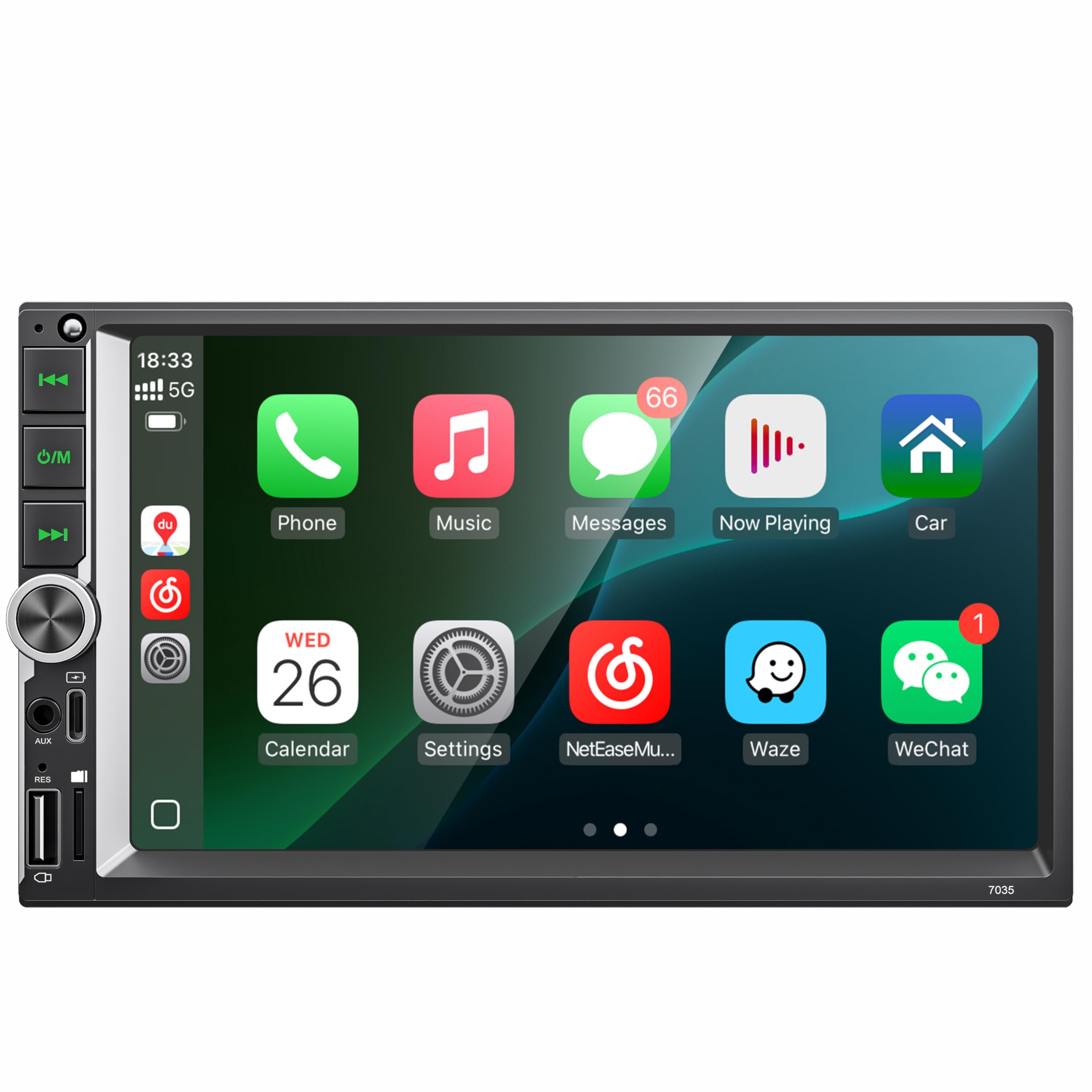 Photo 1 of [Ready for IOS26] 7" Wireless Apple CarPlay & Android Auto Double Din Car Stereo - 240W High-Power Sound, Touchscreen Bluetooth Receiver with USB-C/AUX/TF Ports, RDS/FM/AM Radio, MirrorLink HD Display