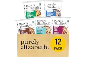 PURELY ELIZABETH. Purely Elizabeth Best Sellers Variety Pack Superfood Oatmeal Cups, Great for Overnight Oats, Gluten-Free, 2 Ounce (Pack of 12)