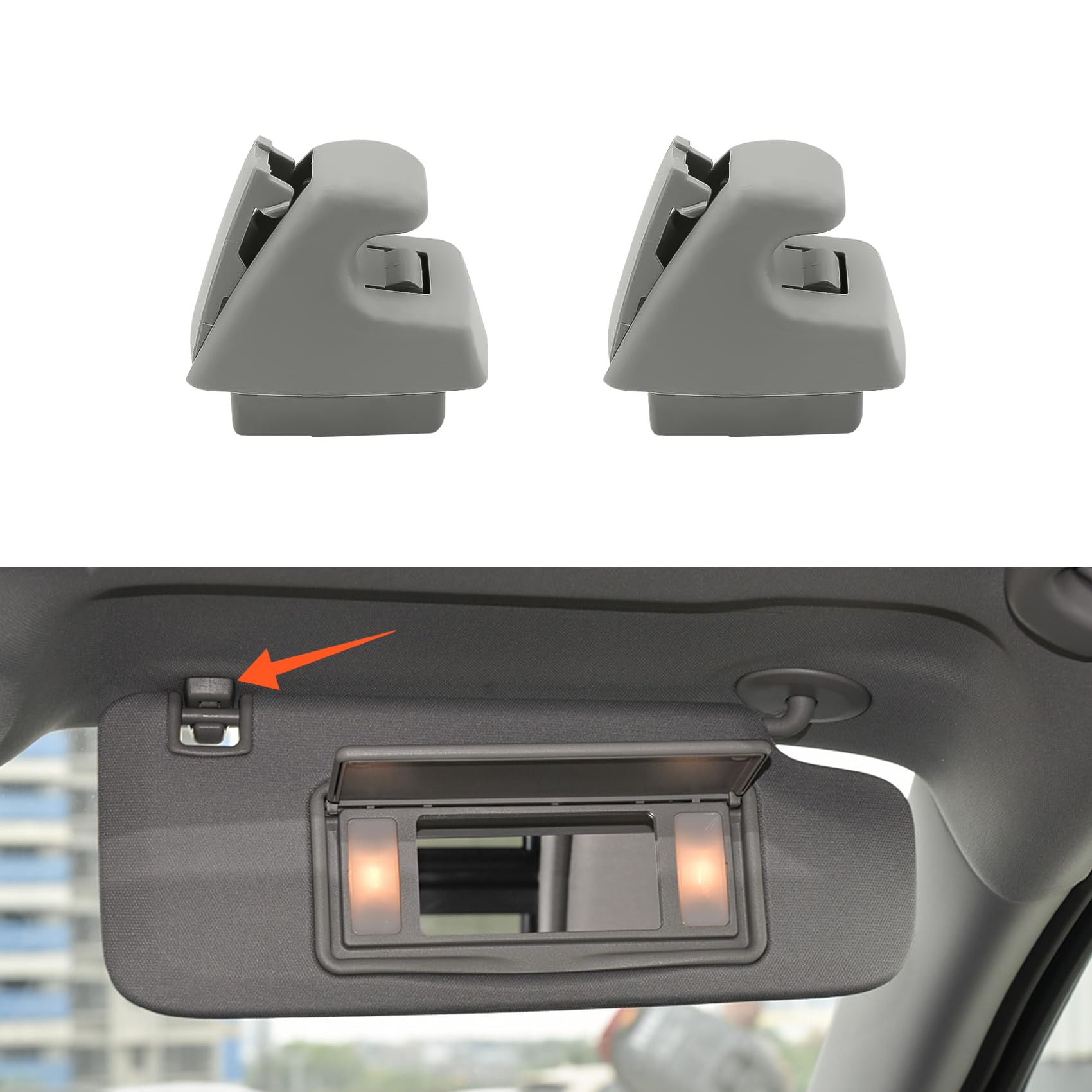 Photo 1 of 2PCS Sun Visor Clips for Cars, Bracket Sunvisor Retainer Clips, 95994975 Car Visor Support Holder Bracket Hanger, Visor Accessories Replacement for Chevy Silverado 1500, Tahoe, GMC Sierra 1500 (Gray)