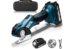 Cordless Electric Scissors with 2.0Ah Battery, 440RPM Bruhless Cardboard Cutter with Replacement Blade, Safety Lock & LED Lig