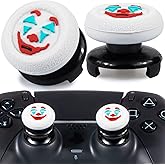 Playrealm FPS Thumbstick Extender & Texture Rubber Silicone Grip Cover 2 Sets for PS5 & PS4 Controller (Joker White)