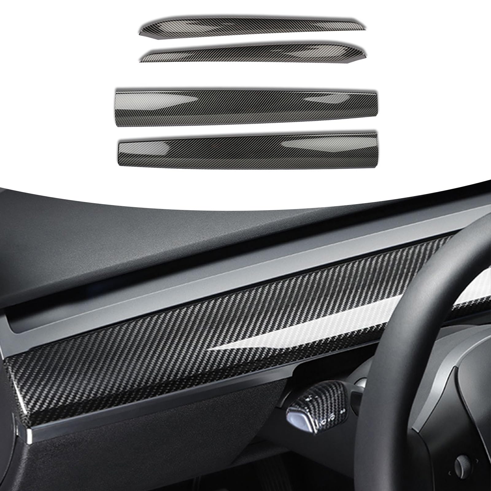 Photo 1 of Dash Wrap Door Trim Panel for Tesla Model 3 Model Y Accessories 2020 2021 2022 2023 ABS Carbon Fiber Dashboard Cover Wrap