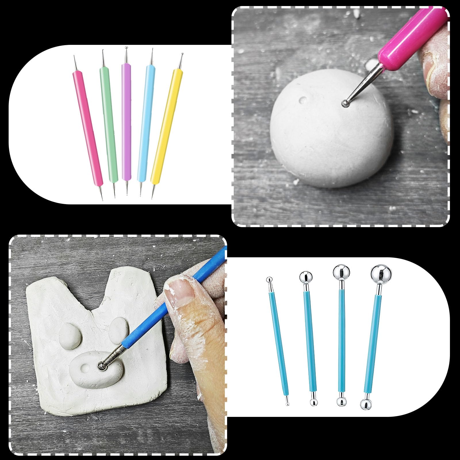 EIGTWEN 100ml Air Dry Clay Glaze and 29pcs Clay tools kit, Gloss Clay Varnish Protects Clay from Surface Wear, Pottery Tools Can be Used for Stippling, Carving, Molding, and Shaping Clay Crafts(Gloss)
