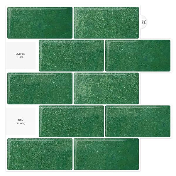 ARTEMURO 10-SHEETS PEACOCK GREEN SUBWAY TILES PEEL AND STICK BACKSPLASH TILE- 3D SELF ADHESIVE PEEL AND STICK BACKSPLASH FOR KITCHEN, BATHROOM – 12″X12″ STICKY MOSAIC WALL TILES