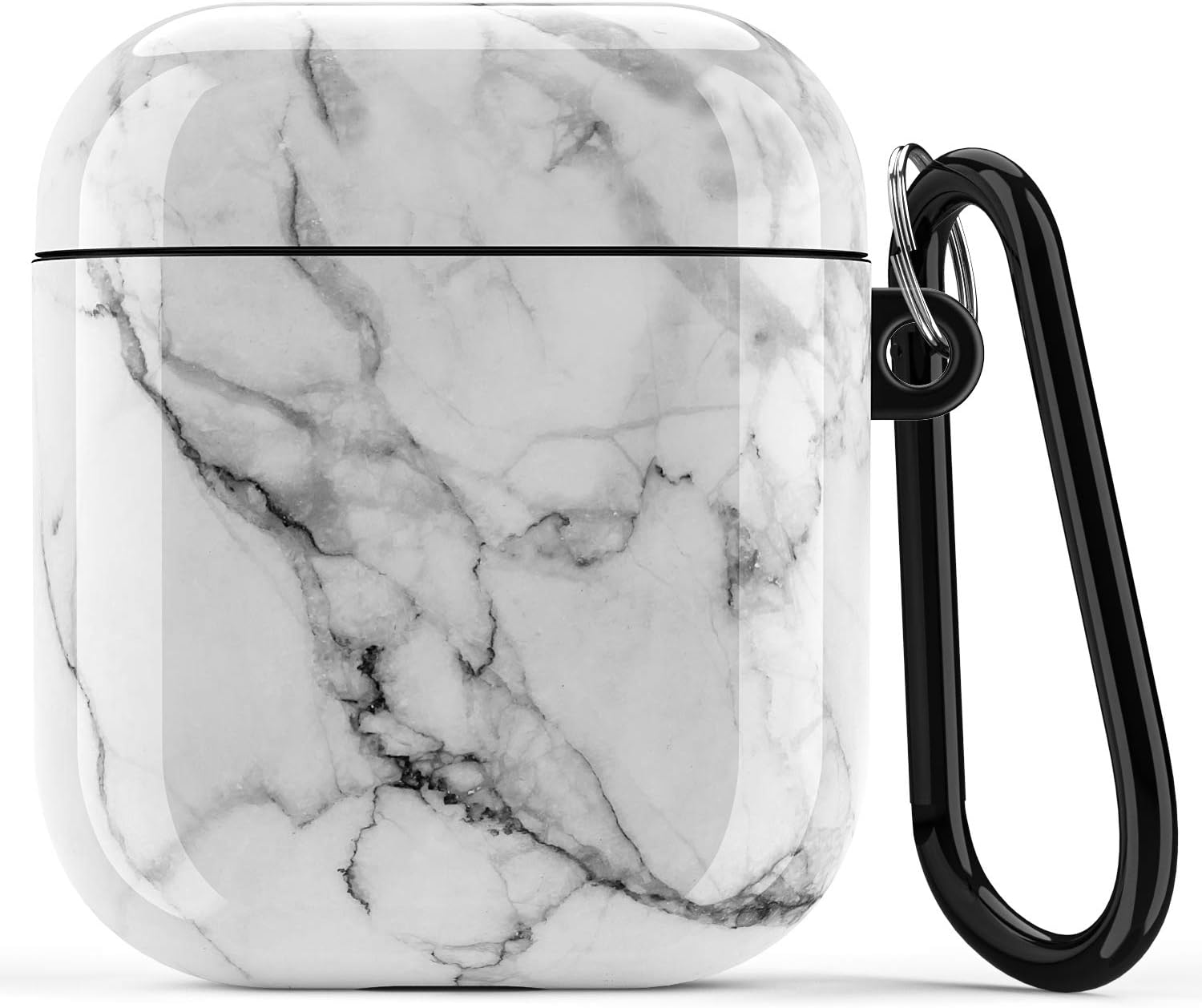 Airpod Case,Silicone Cover Cases for Airpods 1st/2nd with Cute White Marble Design for Girls Women,Shockproof Protective TPU Airpod Case with Keychain Compatible with Wireless Charging