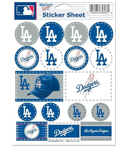 Pacote com 3 adesivos multiusos MLB Los Angeles Dodgers, cores do