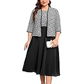 ZOMVA Plus Size Sparkly Mother of The Bride Dresses with Jacket 2 Piece Chiffon A-Line Dress Wedding Guest Formal